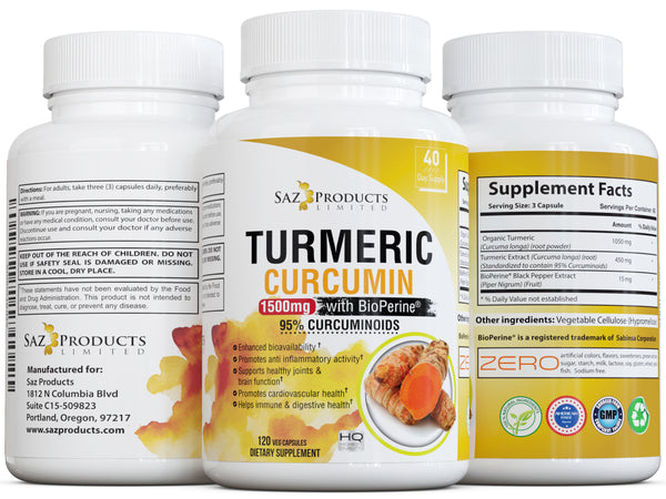 Organic Turmeric Curcumin with BioPerine - 120 Capsules